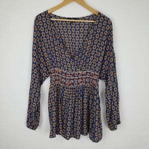 Suzanne Betro Faux Wrap Tunic Blouse